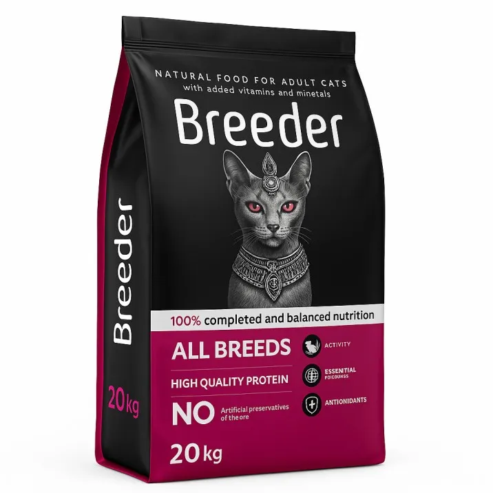 Breeder Dry Food for Adult Cats – Natural High Protein Cat Food 1kg and 20kg | Pet City Shop