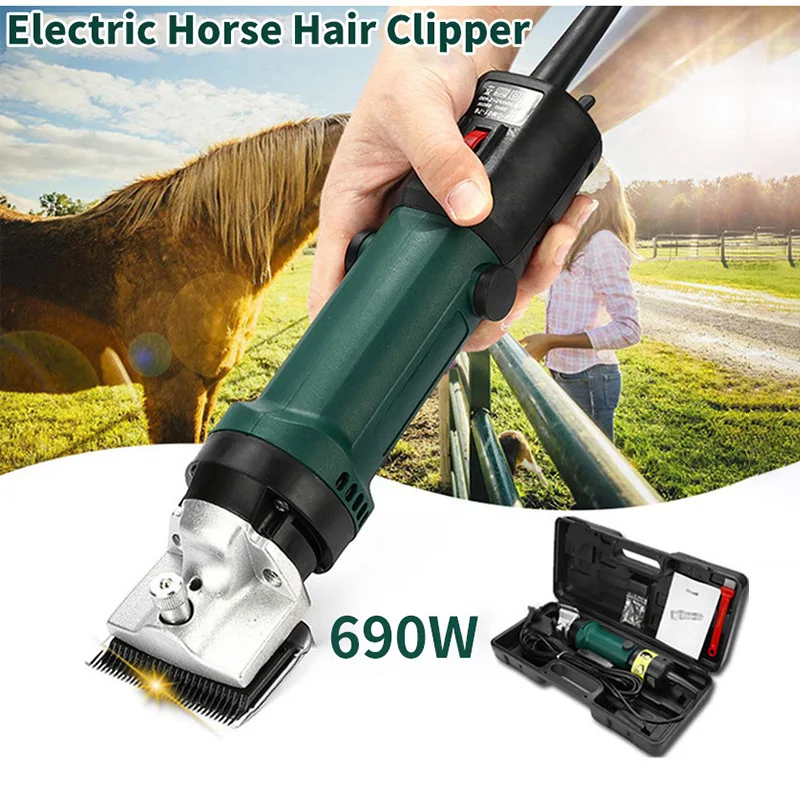 Electric Horse Hair Clipper Cutting Machine – 690W Heavy Duty, 6-Speed Adjustable Equine Shears (110V / 220V)